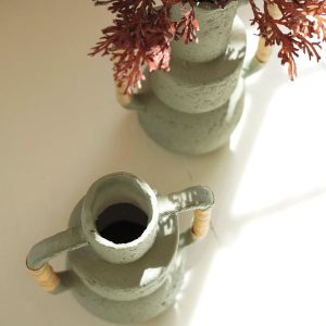 Paper Mache Vases with Cane Wrapped Handles