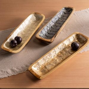 Capiz Shell Long Oval Decorative Bowl - Black