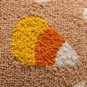 Candy Corn Wool Hand-Hooked Pillow, 16" Sq.