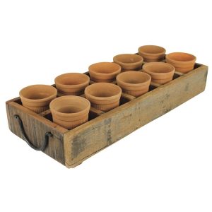 Rustic Wood Caddy with 10 Cups