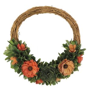 Pink Wood Flower Wreath, 18"