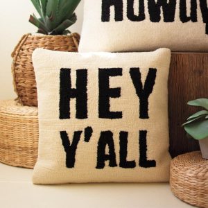 Hey Y'all Hand-hooked Pillow, 18" x 18"