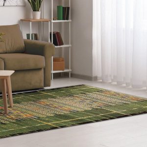 Indoor/ Outdoor Marina Tribal Stripe Green Rug Collection