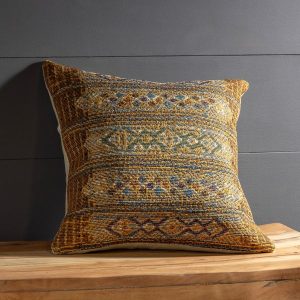 Indoor/ Outdoor Marina Tribal Stripe Pillow, 18"x 18" - Gold