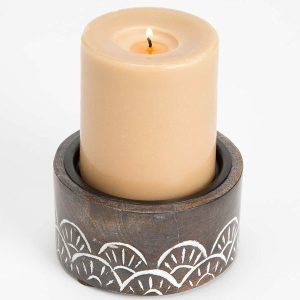 Handcarved Indian Rosewood Candle Holders